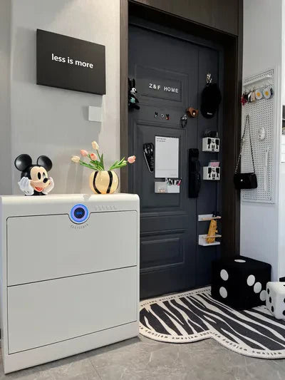From Bland to Beautiful: A DIY Entryway Makeover by Footies smart shoe cabinet